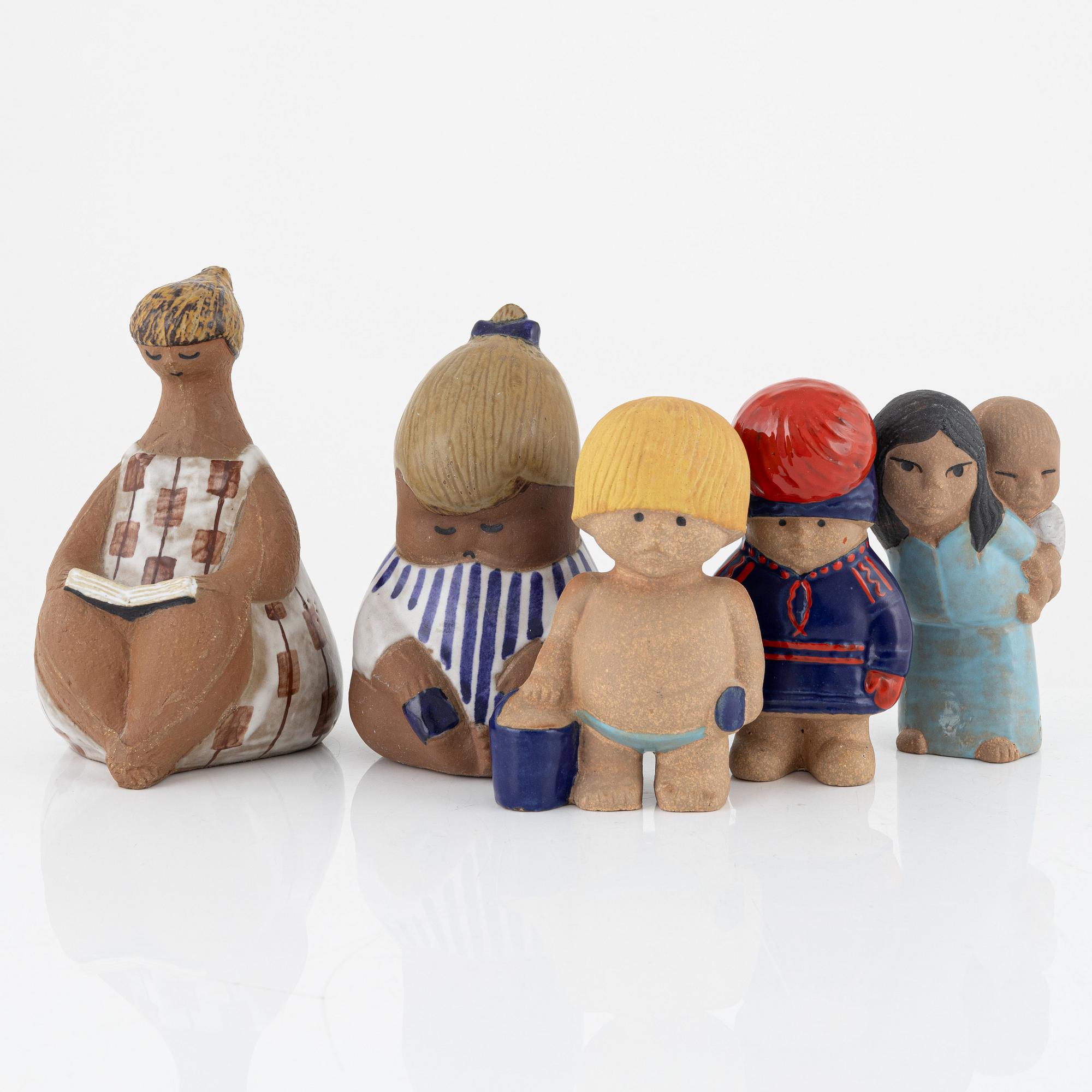 Lisa Larson, five stoneware figurines, Gustavsberg.