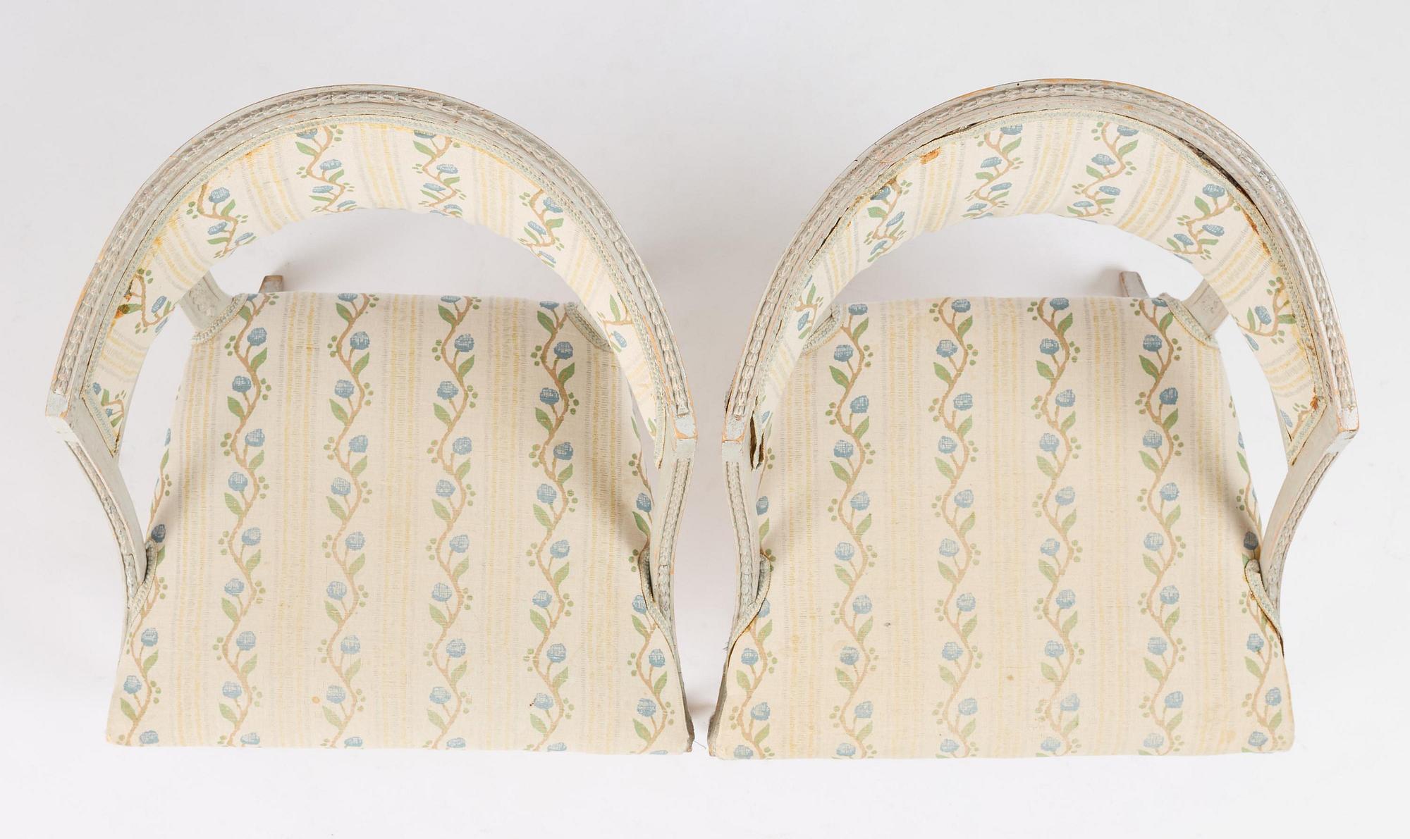 A pair of Late Gustavian style armchairs early 19th century.