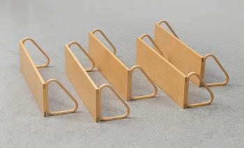 ALVAR AALTO, vägghyllor 5 st, "112B", Artek, sent 1900-tal.