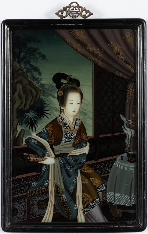 A Chinese reverse glass painting, 20th century.
