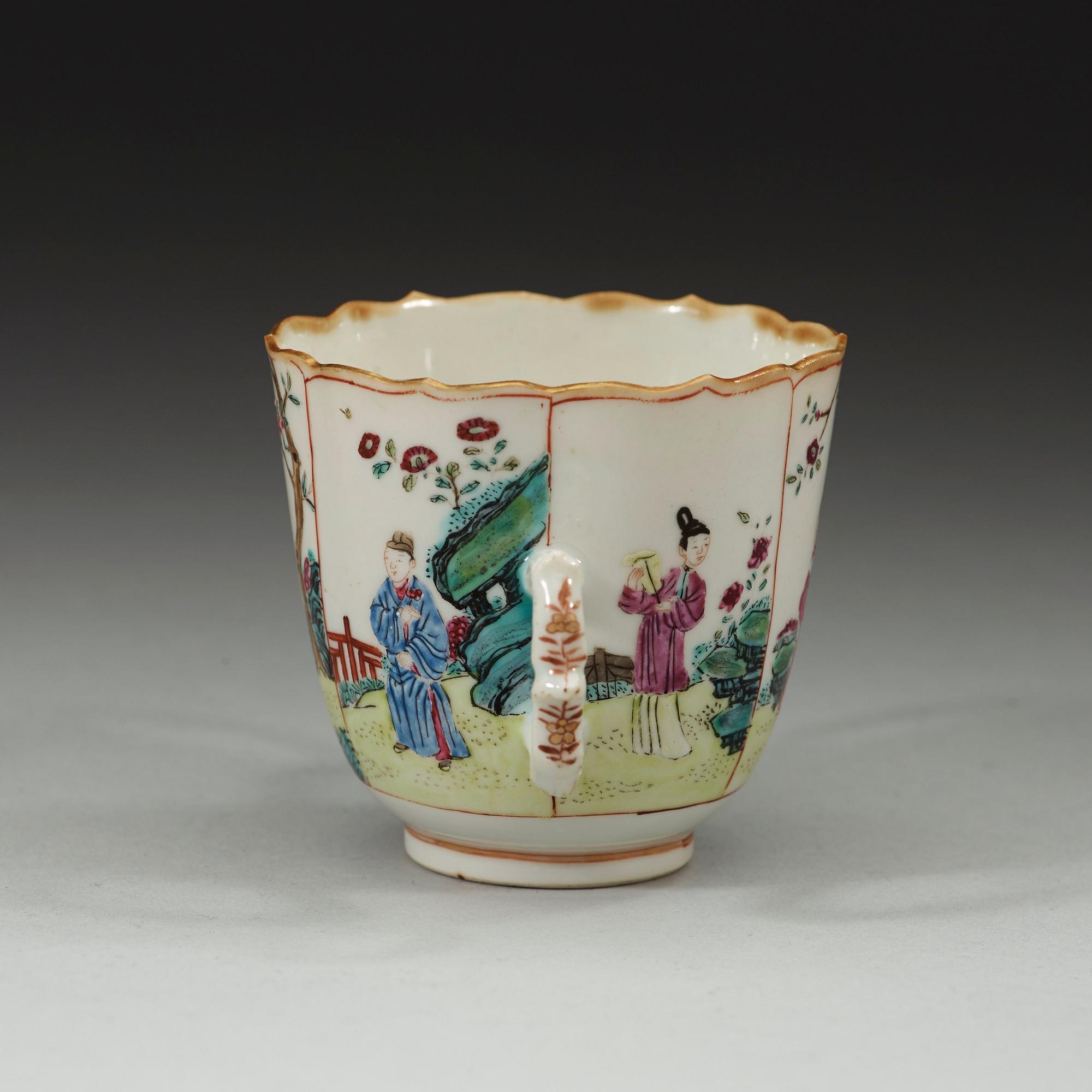 A famille rose chocolate cup with suacer, Qing dynasty Yongzheng (1723-35).