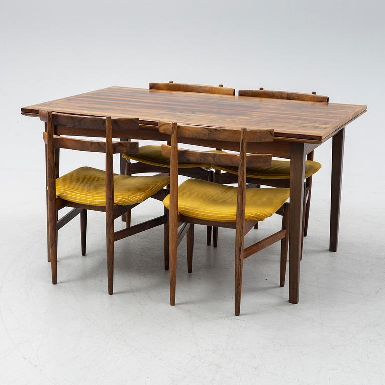 Poul Hundevad & Kai Winding, stolar 4 st, Hundevad & Co, Danmark, 1960-tal. Matbord, Danmark, 1960-tal.