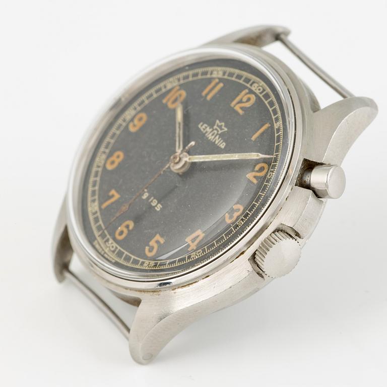 Lemania, Tg 195, "Three crowns", chronograph, wristwatch, 40 mm.