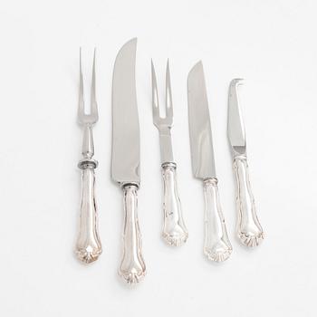 A 78-piece silver 'Chippendale' cutlery set, 1978-2007. Various Finnish manufacturers.