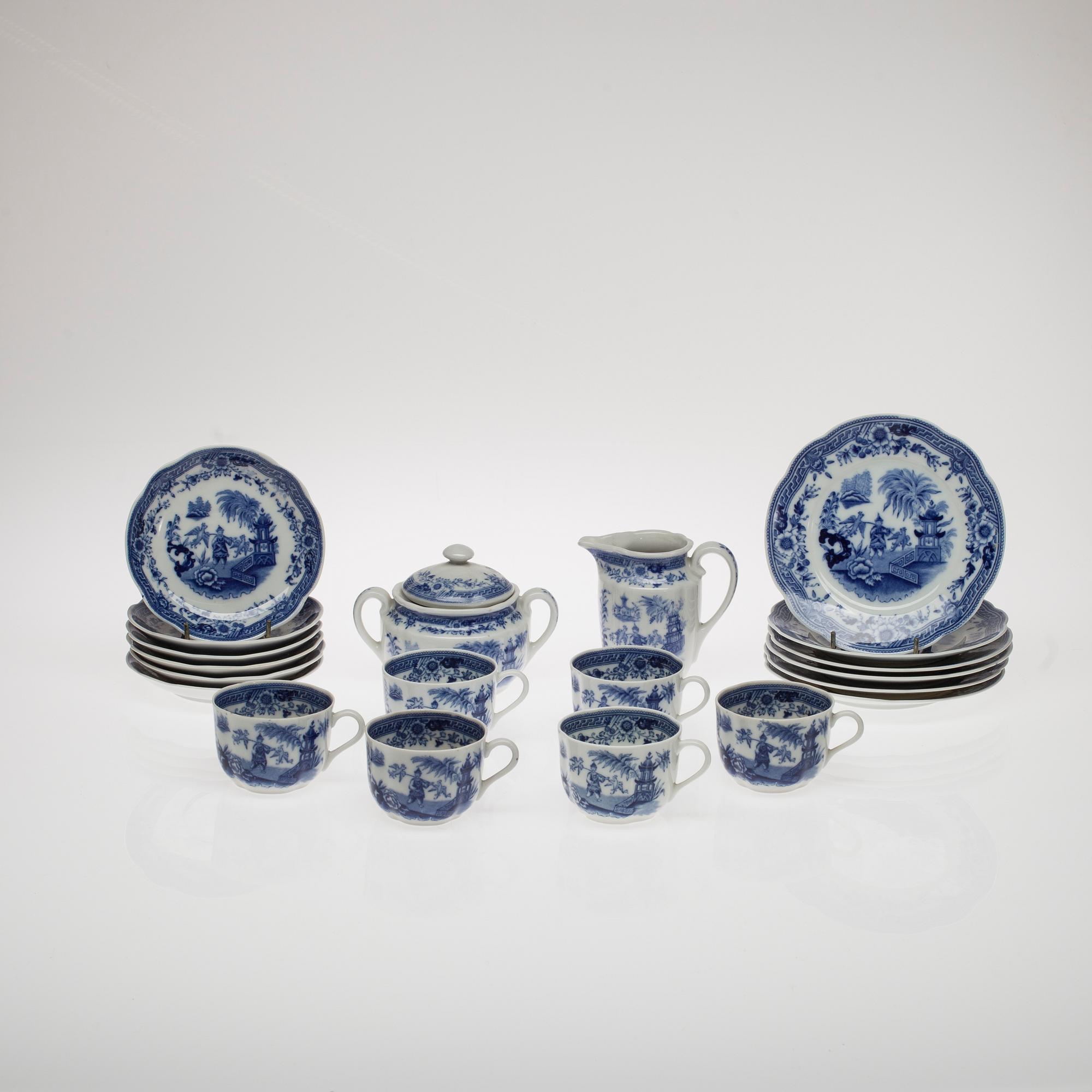 KAFFESERVIS, 14 delar, porslin, "Singapore" Arabia 1932-49 och 1964-71.