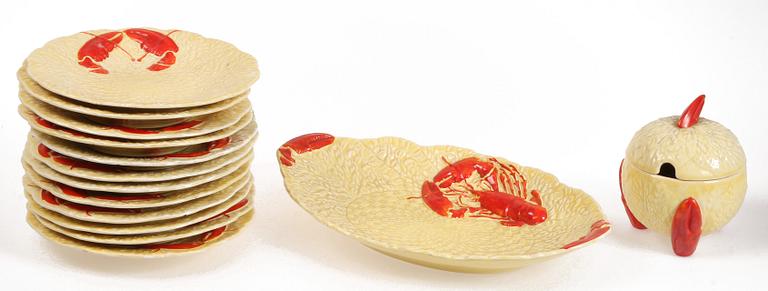 KRÄFTSERVIS, 14 delar, flintgods, Crown Devon, England, 1900-tal.