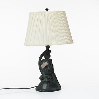 Carl Fagerberg, a ronze table lamp, Sweden, signed, presumably 1920's.