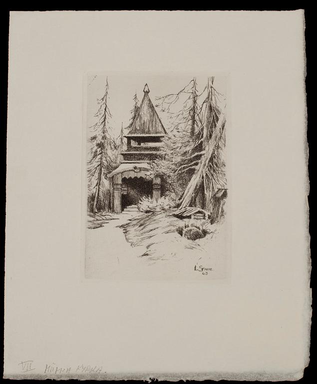 LOUIS SPARRE, etsningar, 8 st, signerade i plåten.