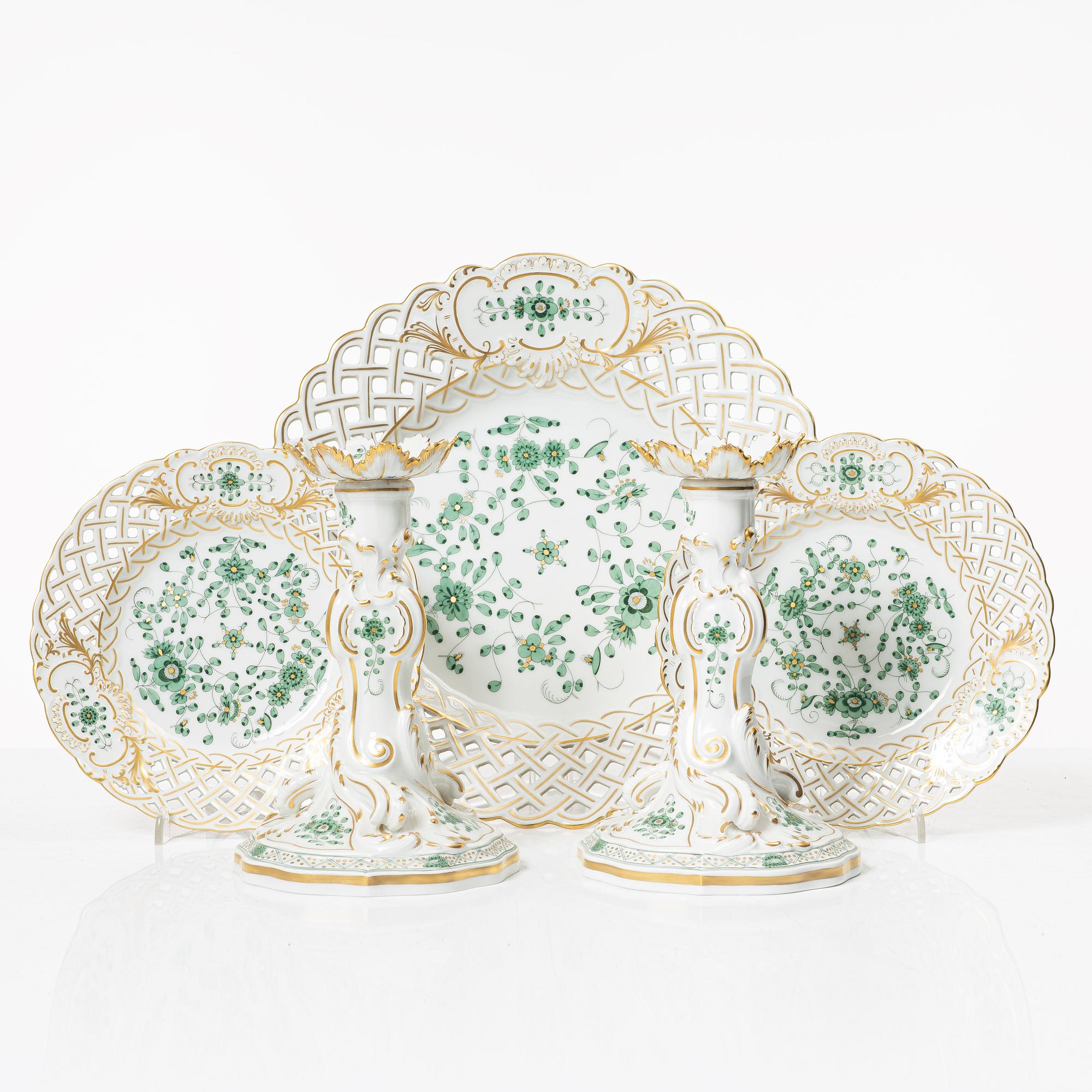 Meissen, servisdelar, 5 delar, tidigt 1900-tal.