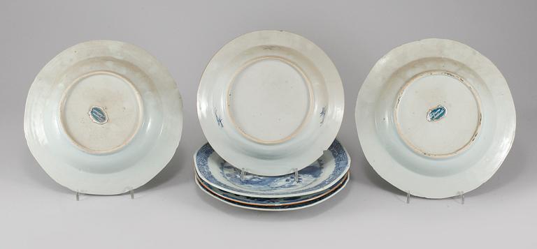 TALLRIKAR, 6 st, porslin, Kina, 1700-tal.