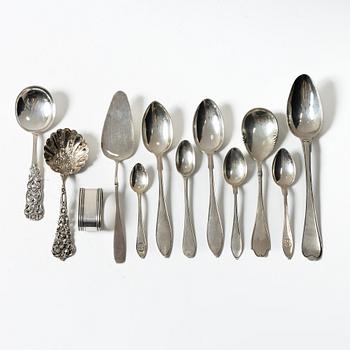 21 pieces of silver cutlery, 1807 - mid 20th century.