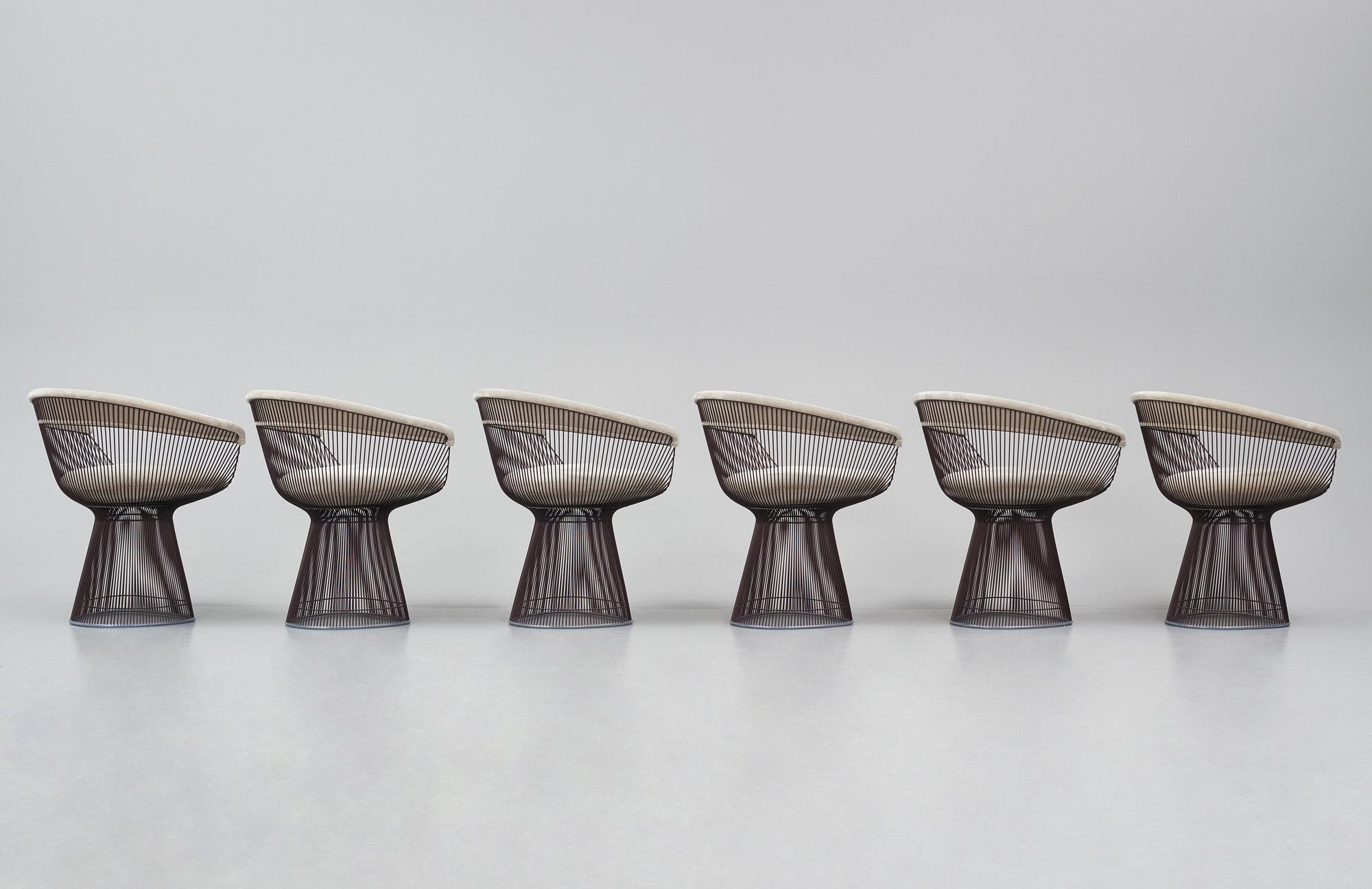 Warren Platner, a set of six "Platner Side Chair" chairs, Knoll International, post 1966.