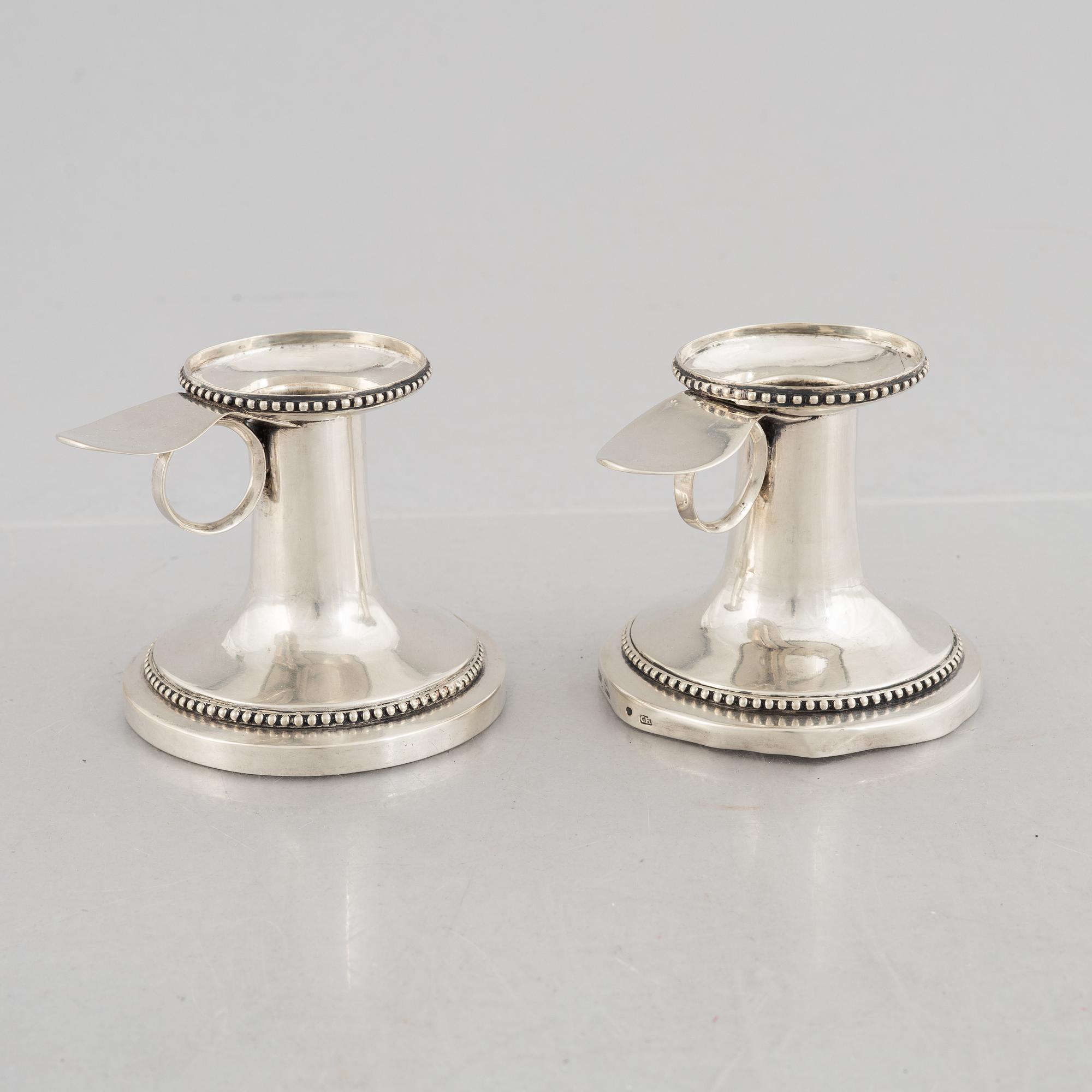 Gustaf Hamnqvist, ljusstakar, silver, Åmål 1794. Sengustavianska.