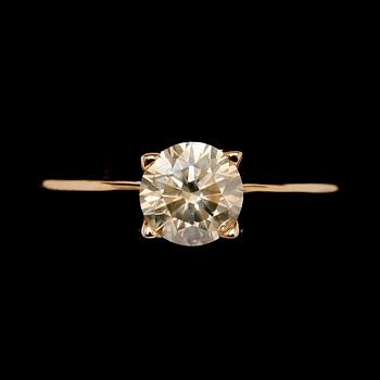 RING, 14 k guld, med diamant ca 1.03 ct.