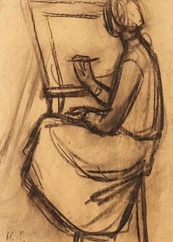 211. Helene Schjerfbeck, Woman at the easel.