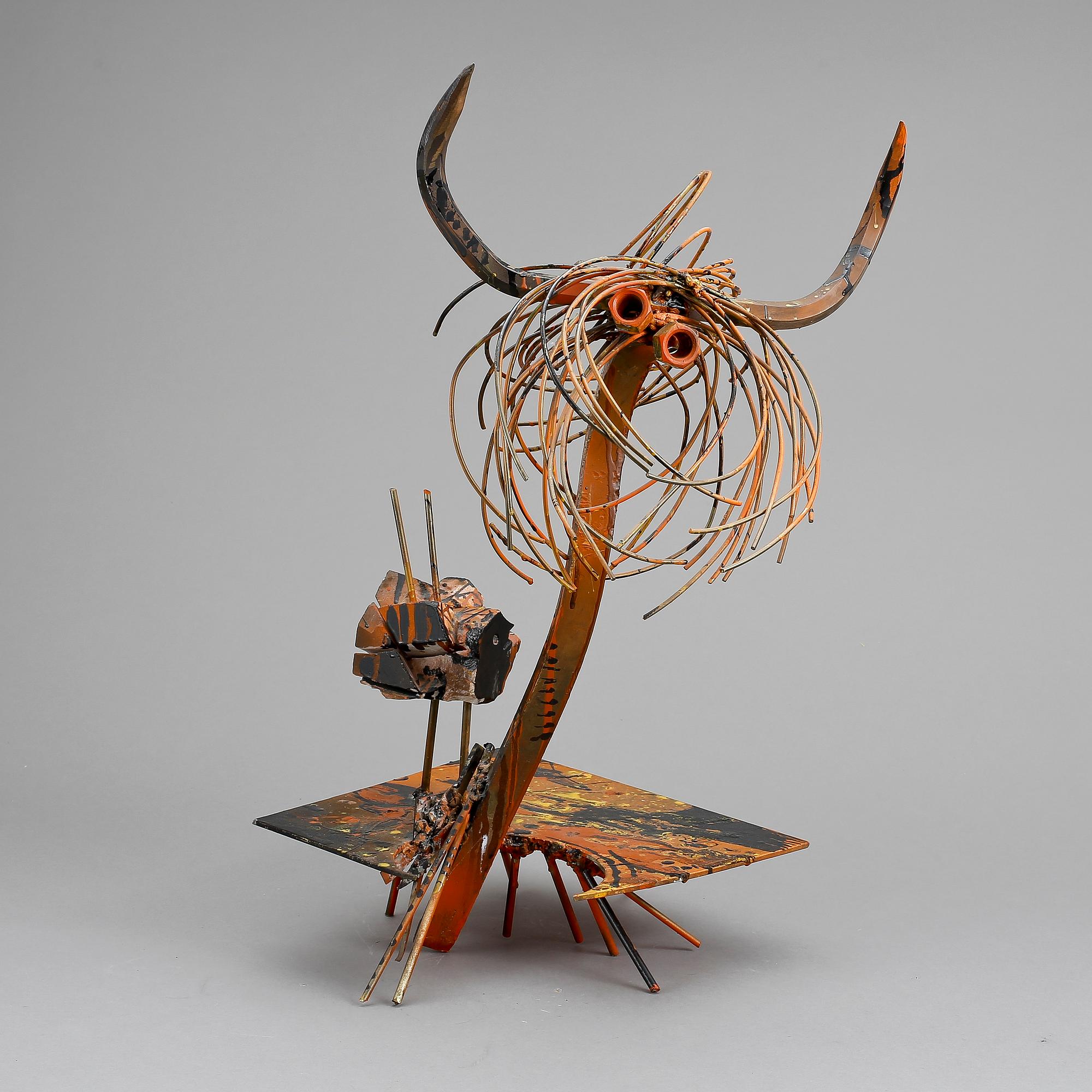 ALFREDO GARZON, skulptur, bemålad metall, signerad o daterad - 89.