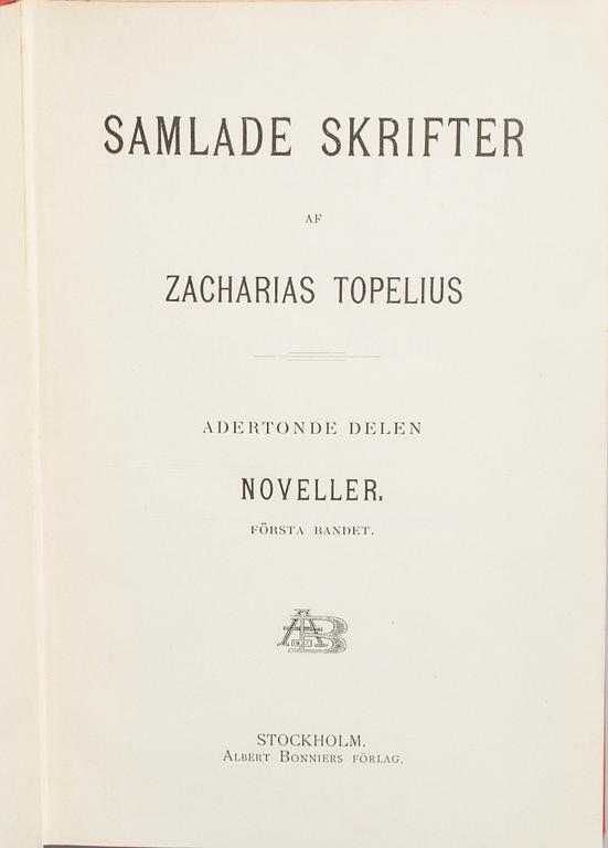 BÖCKER, Zacharias Topelius Samlade Skrifter, 25 volymer.