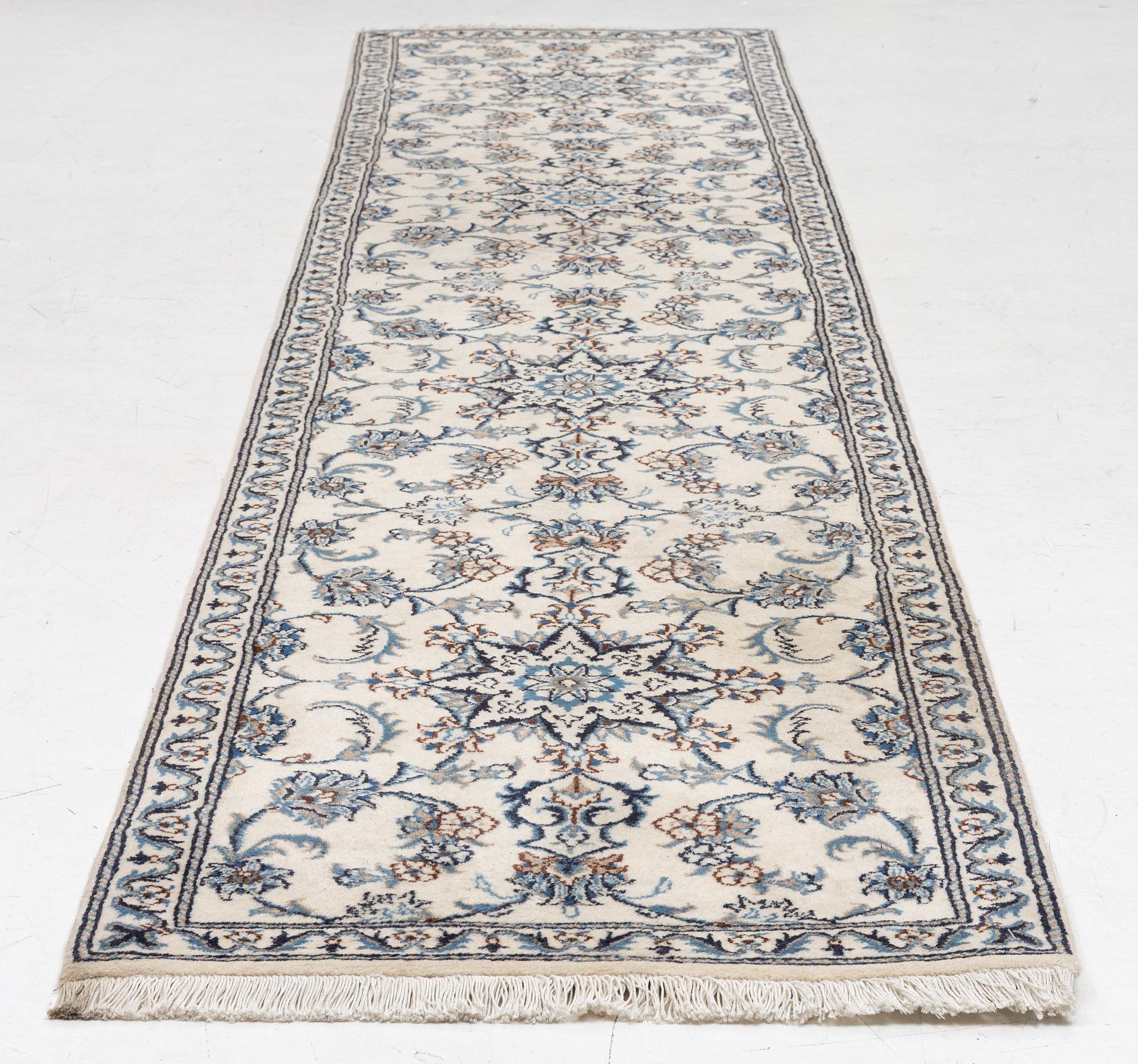 Carpet, gallery model, Nain, approximately 380 x 79 cm.