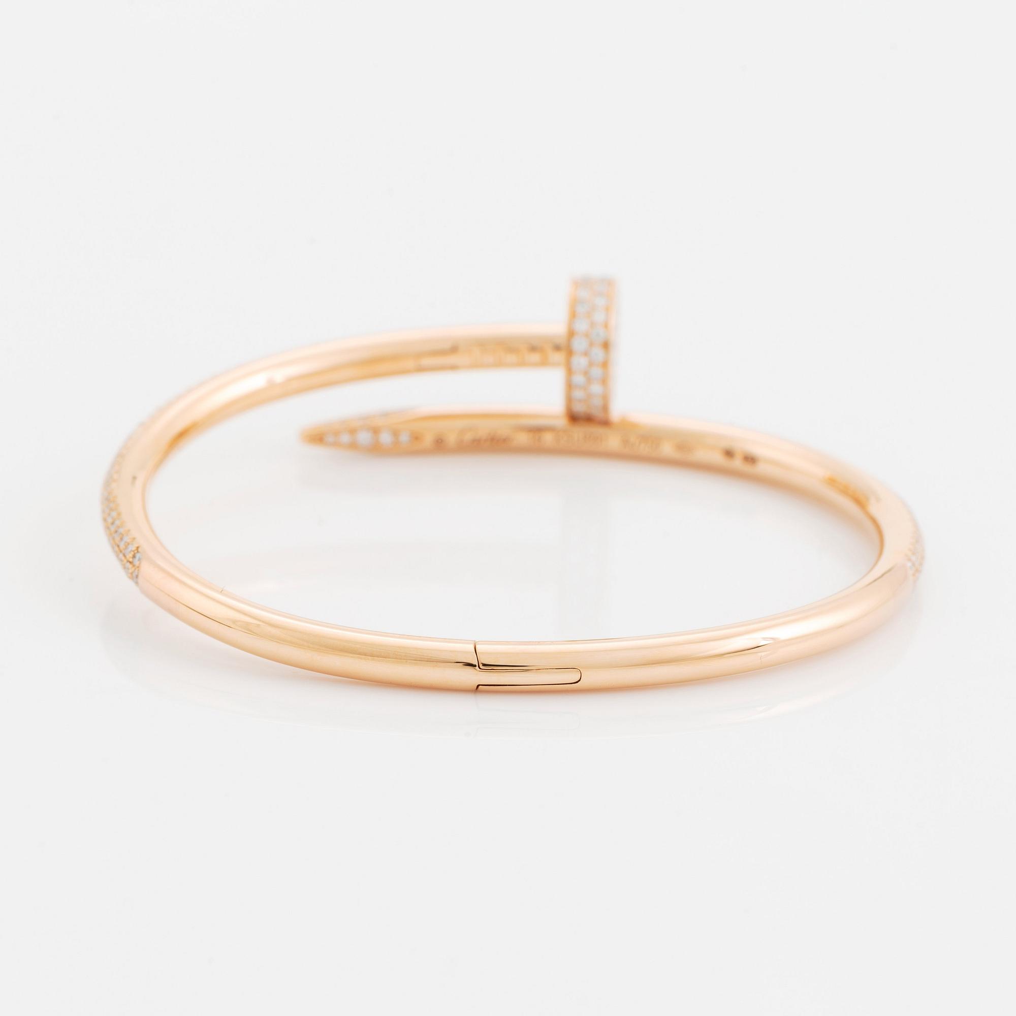Cartier armband "Juste en Clou" 18K roséguld med runda briljantslipade diamanter.