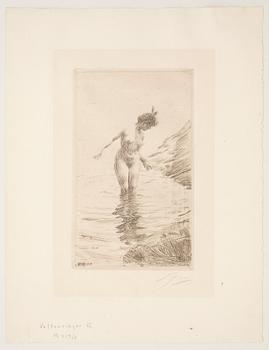 Anders Zorn · ANDERS ZORN, etsning, utförd 1907, signerad med blyerts.