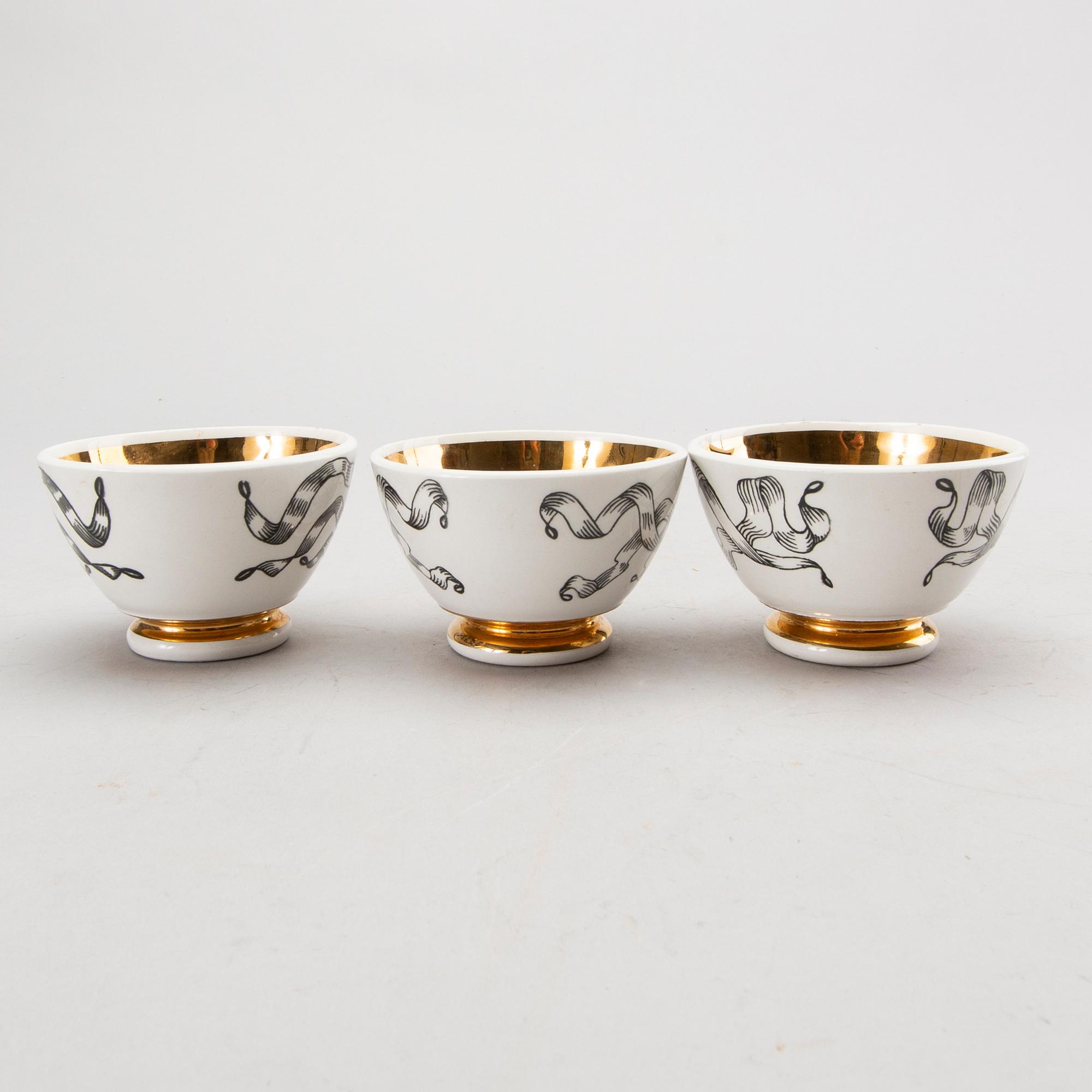 PIERO FORNASETTI, 6 porcelain bowls, Milan, Italy.