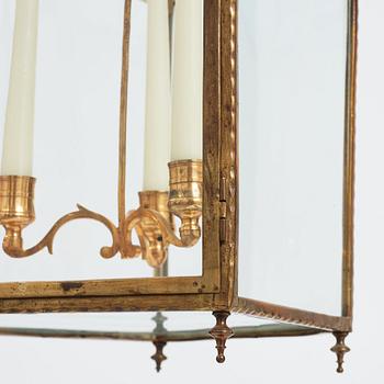 A Louis XV-style three-light lantern, 19th century.