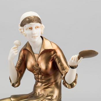 Ferdinand Preiss, a "Powder puff girl" sculpture, France, Art Déco, 1920's-30's.