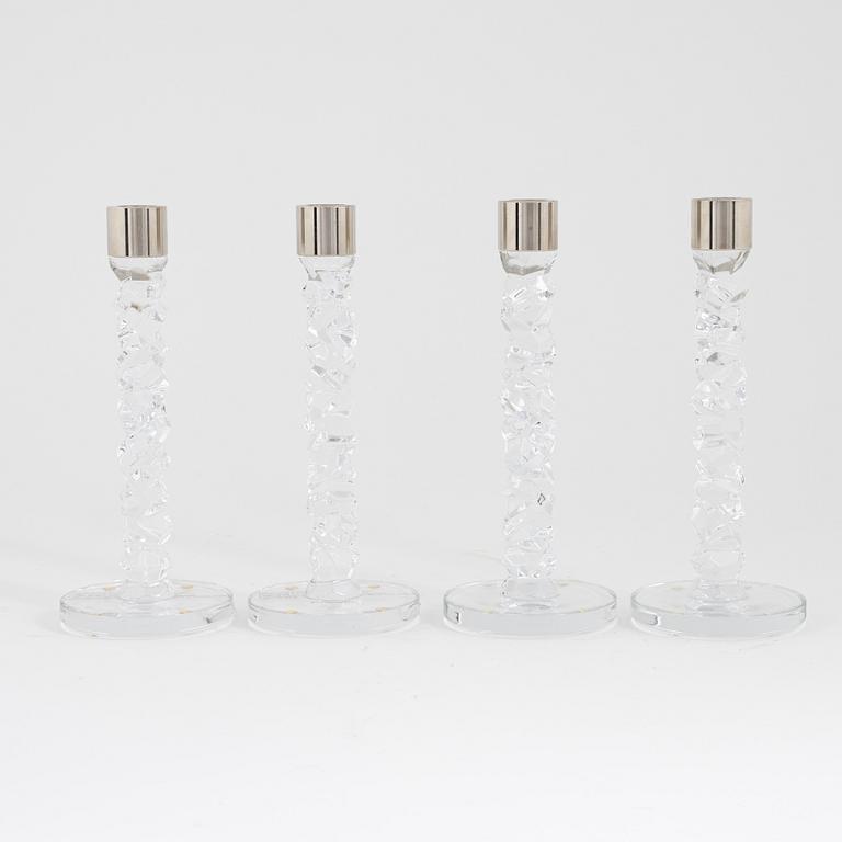 Lena Bergström, a group of four 'Carat' candlesticks, Orrefors.