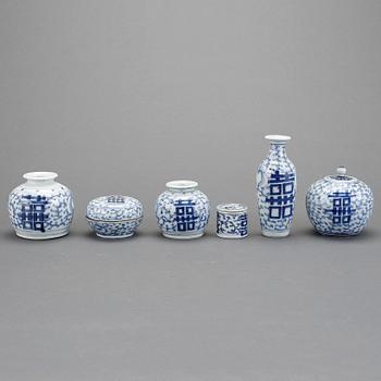 PARTI PORSLIN, 6 delar, Kina, 1800/1900-tal.