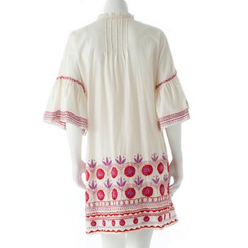 ANNA SUI, a white cotton and embroidered dress.