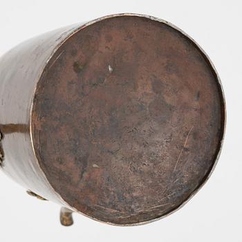 A Swedish copper and brass rococo coffee pot, later part of the 18th century.