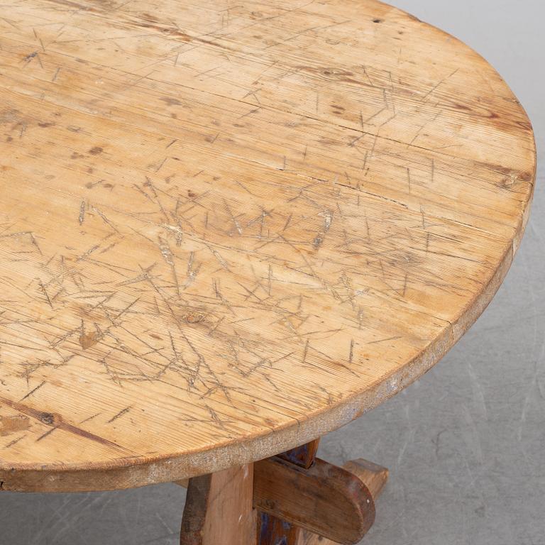 A swedish pine trestle table 18/19th century.