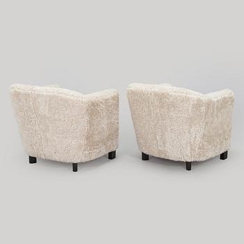 A pair of  1930s/40s. 'Continent' armchairs model 217, Asko, Finland.