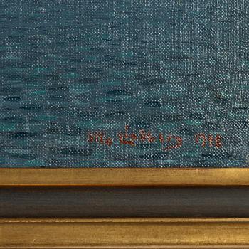 Otto Lindberg, Skepp och segelbåt i månsken.