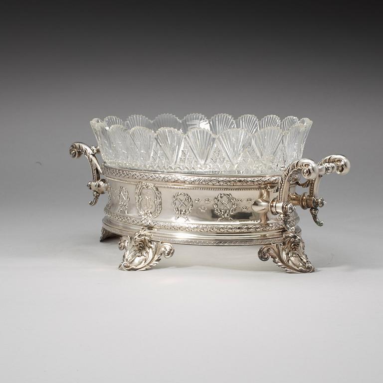 A Swedish Royal 19th century silver jardiniere, C.G. Hallberg, Stockholm 1897.