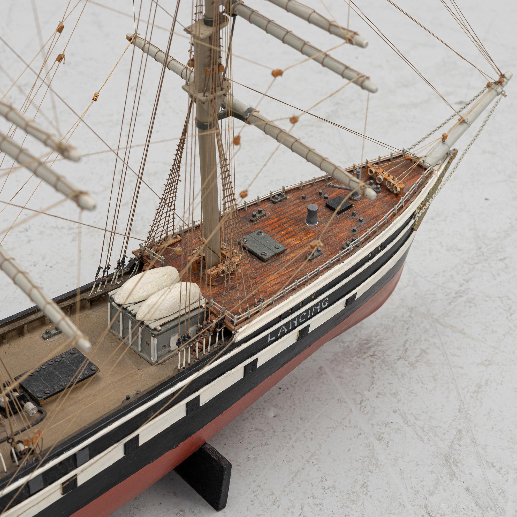 20th Century ship model of the 19th Century four-masted sailing vessel Lancing.