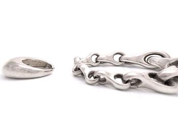 Lynggaard, bracelet and ring sterling silver, "Giga".