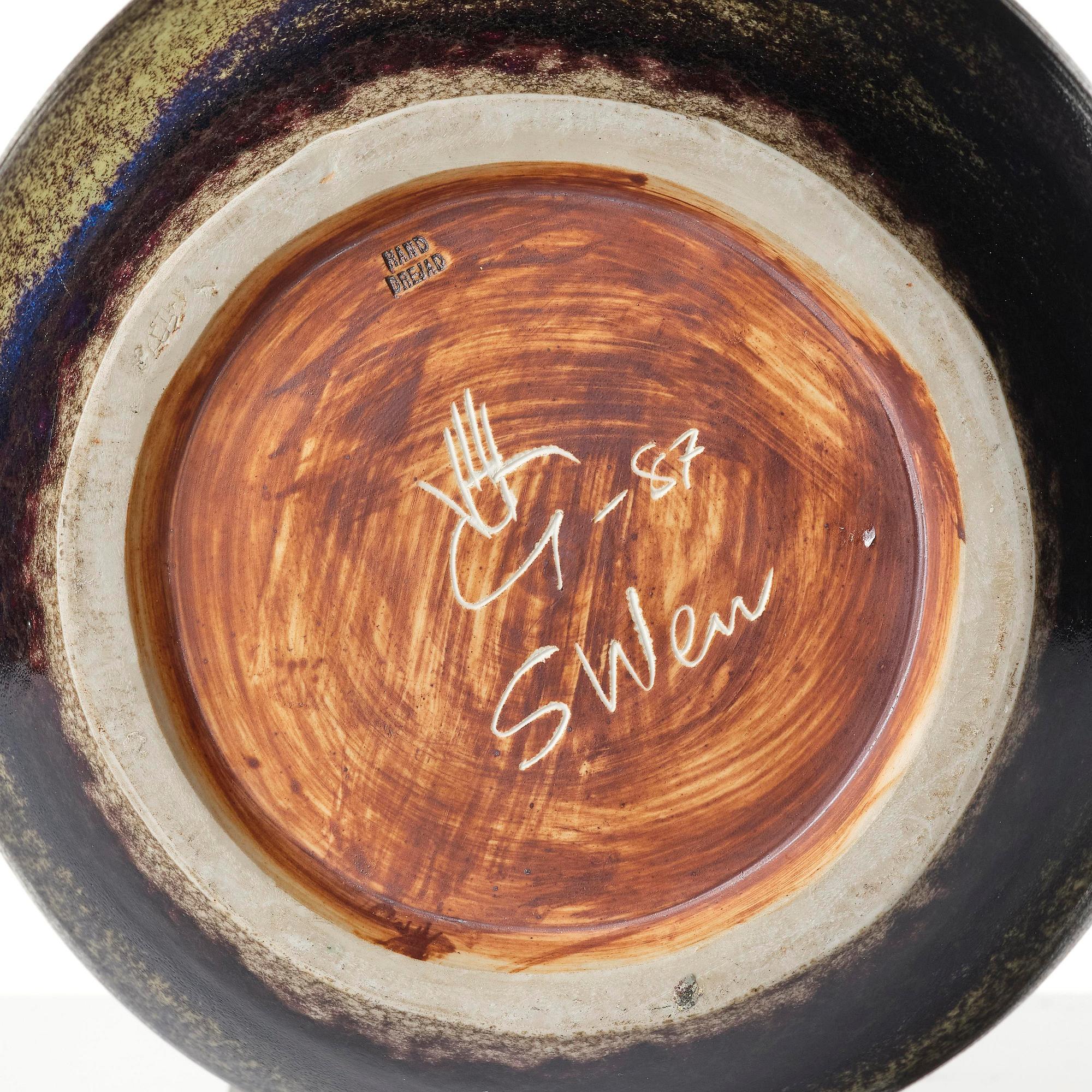 Sven Wejsfelt, golvvas, stengods, Gustavsbergs Studio, 1987.