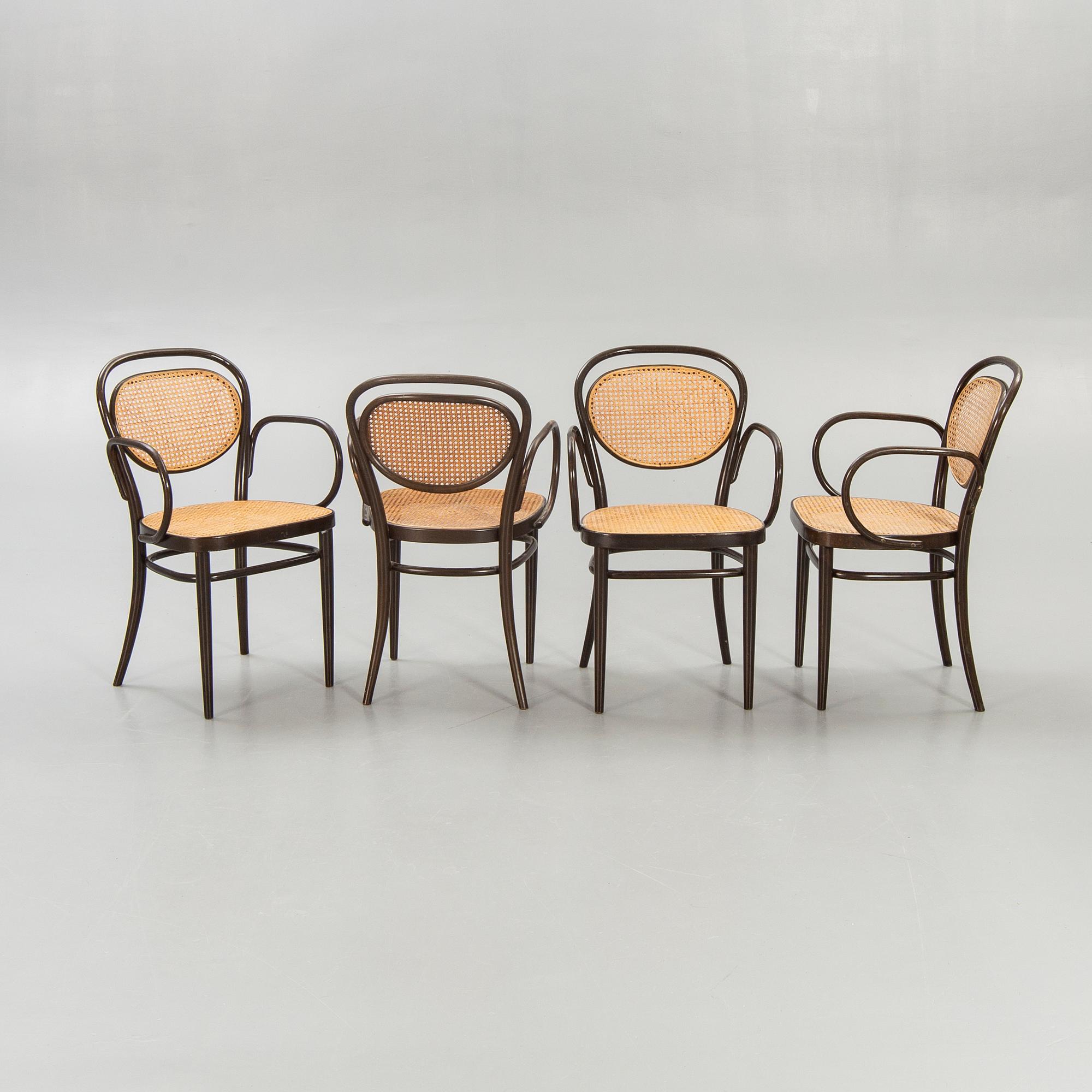 Karmstolar, 4 st, Thonet 1900-talets andra hälft.