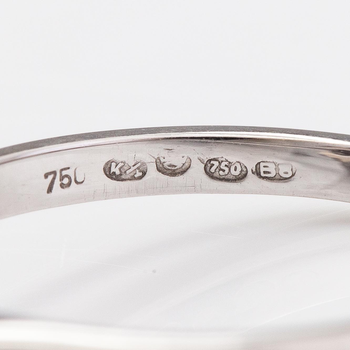 An 18K white gold ring with diamonds ca. 0.54 ct in total according to engraving. Finnish import marks.