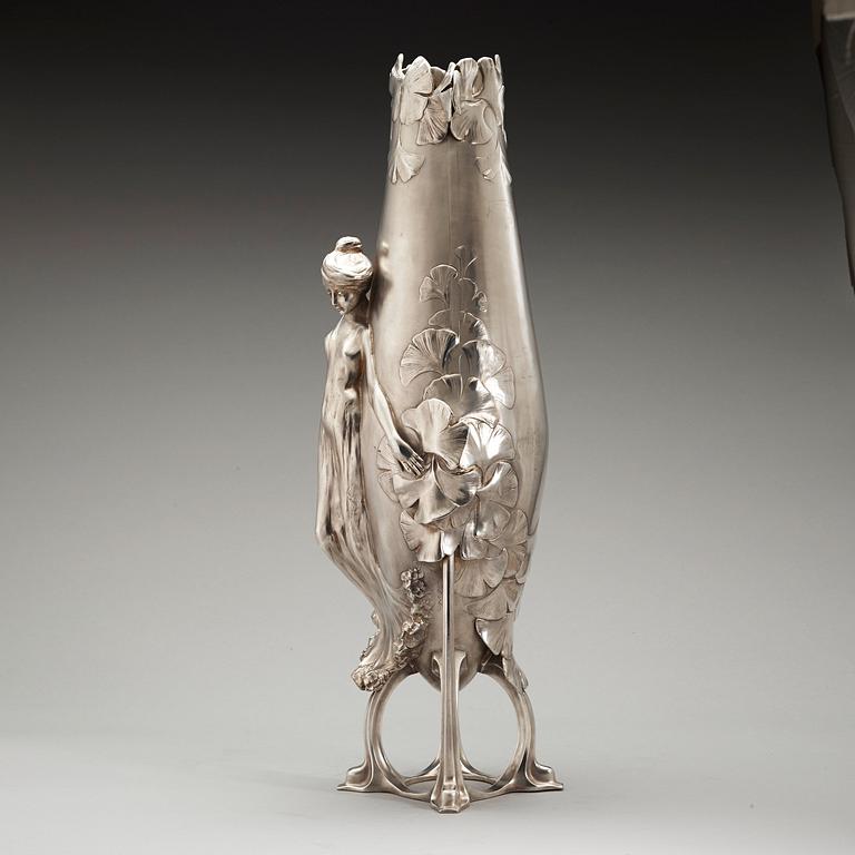 A Hugo Leven white metal Art Nouveau vase, probably for J. P Kayser Sohn, Germany.