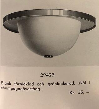 Erik Tidstrand, a pair of ceiling lamps model "29423", Nordiska Kompaniet, 1930s-40s.