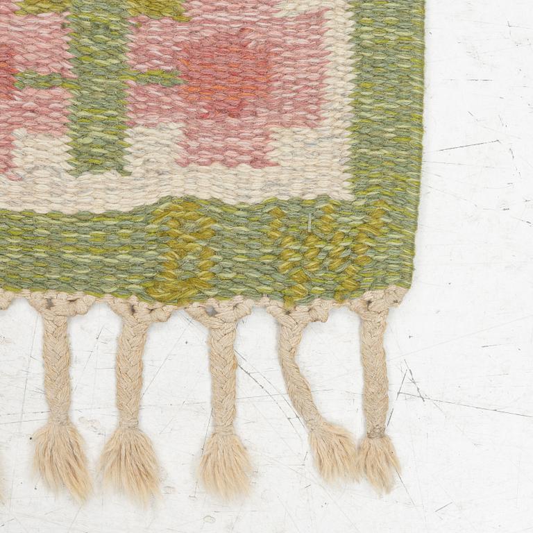 Berit Woelfer, a 'flora' flat weave rug, c. 203 x 136 cm, signed BW.