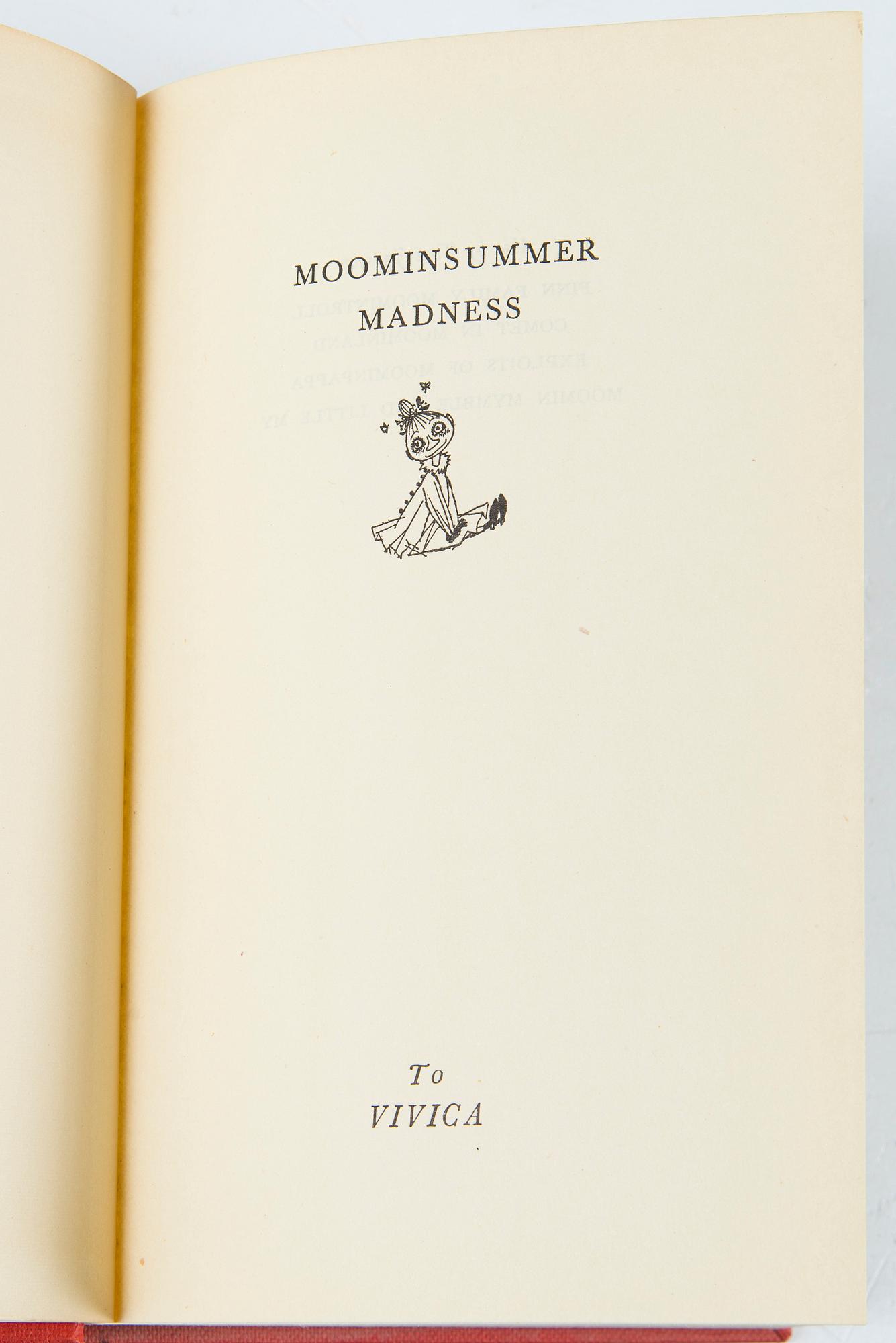 Tove Jansson, Bok 1 upplagan "Moominsummer Madness", Limited Ernest Benn London 1955.
