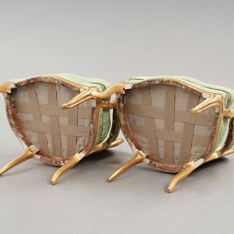 A pair of Swedish Rococo 18th century armchairs.