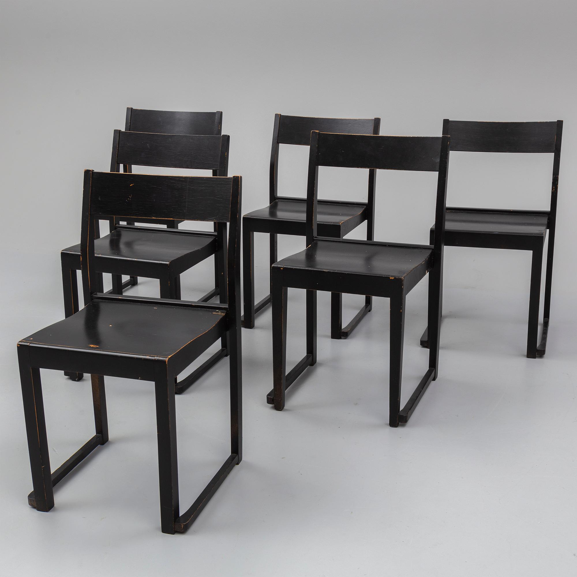 SVEN MARKELIUS, six 'Orkesterstolen' chairs, mid 20th Century.