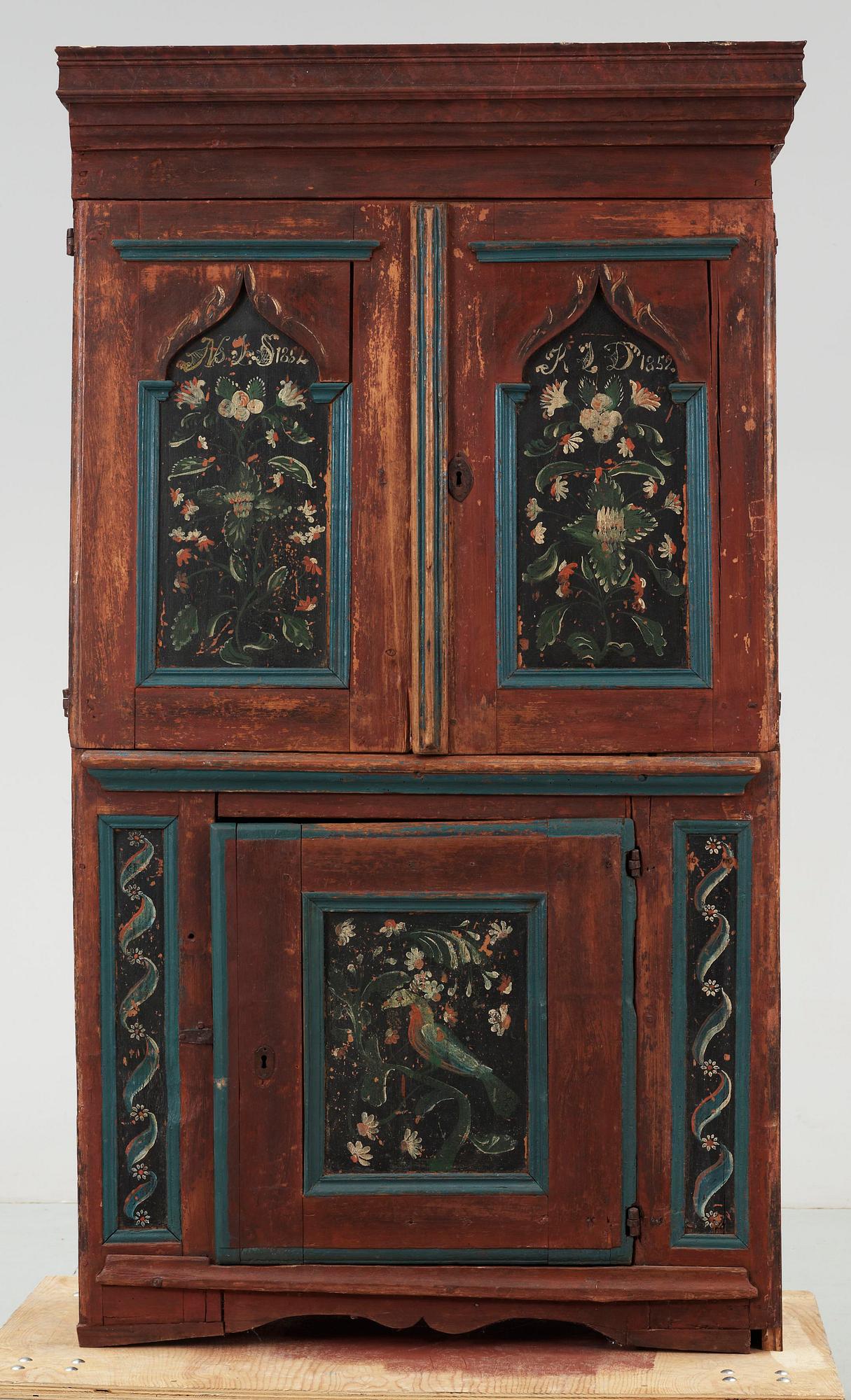 STÅNDSKÅP, allmoge, bär dat 1852.