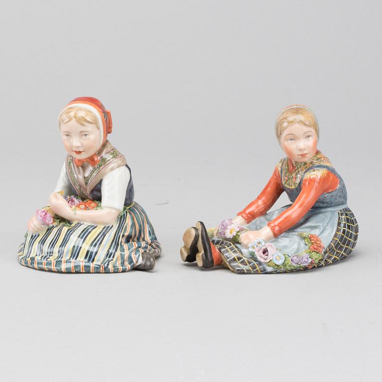 A set of two Royal Copenhagen porcelain figurines, early 20th century.