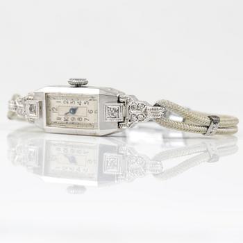ARMBANDSUR, 14 K vitguld. Totalvikt ca 10 gram.