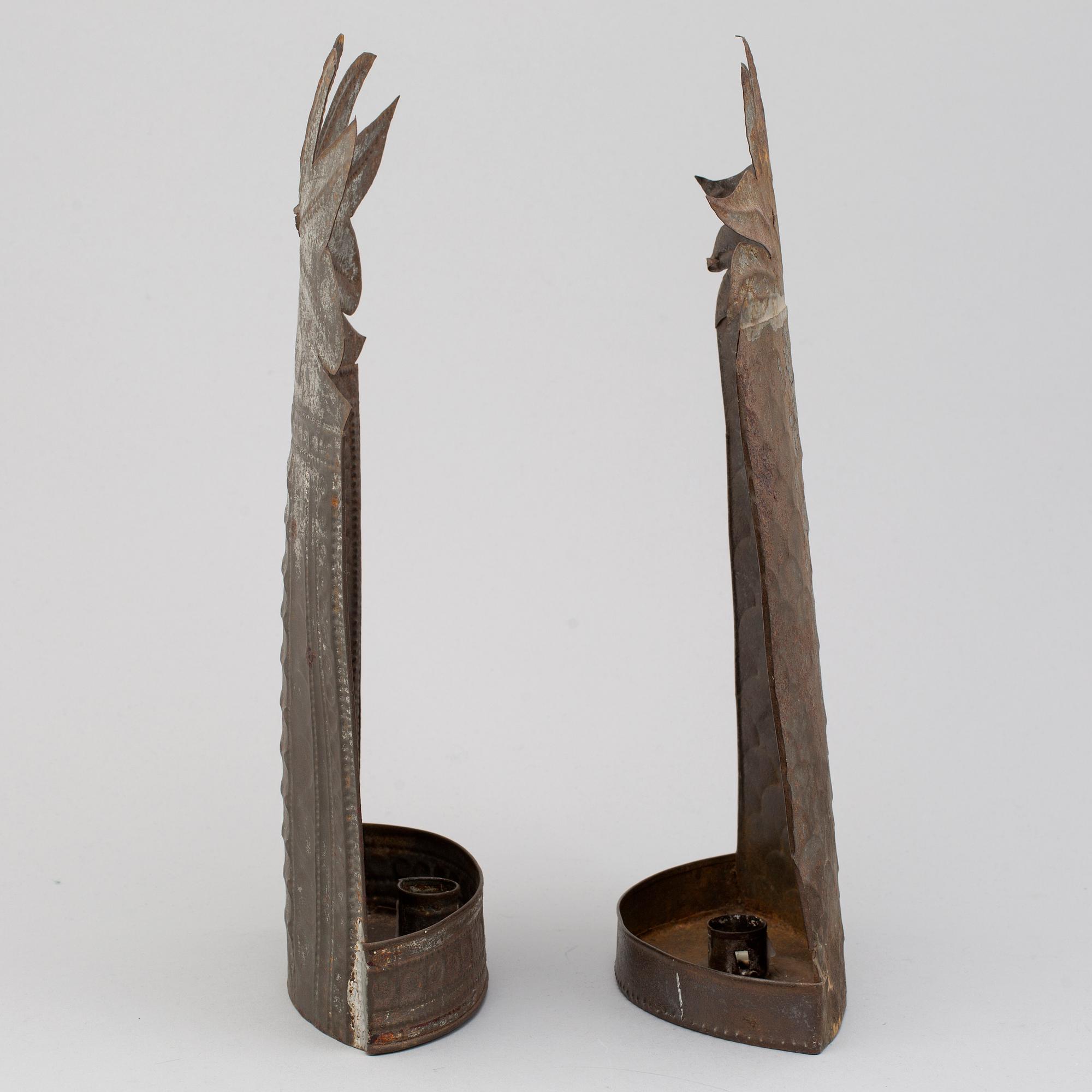 VÄGGLAMPETTER, 2 stycken, allmoge, omkring år 1900.